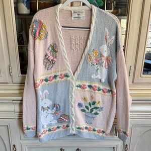 Marisa Christina Pastel Bunny and Floral Cardigan
